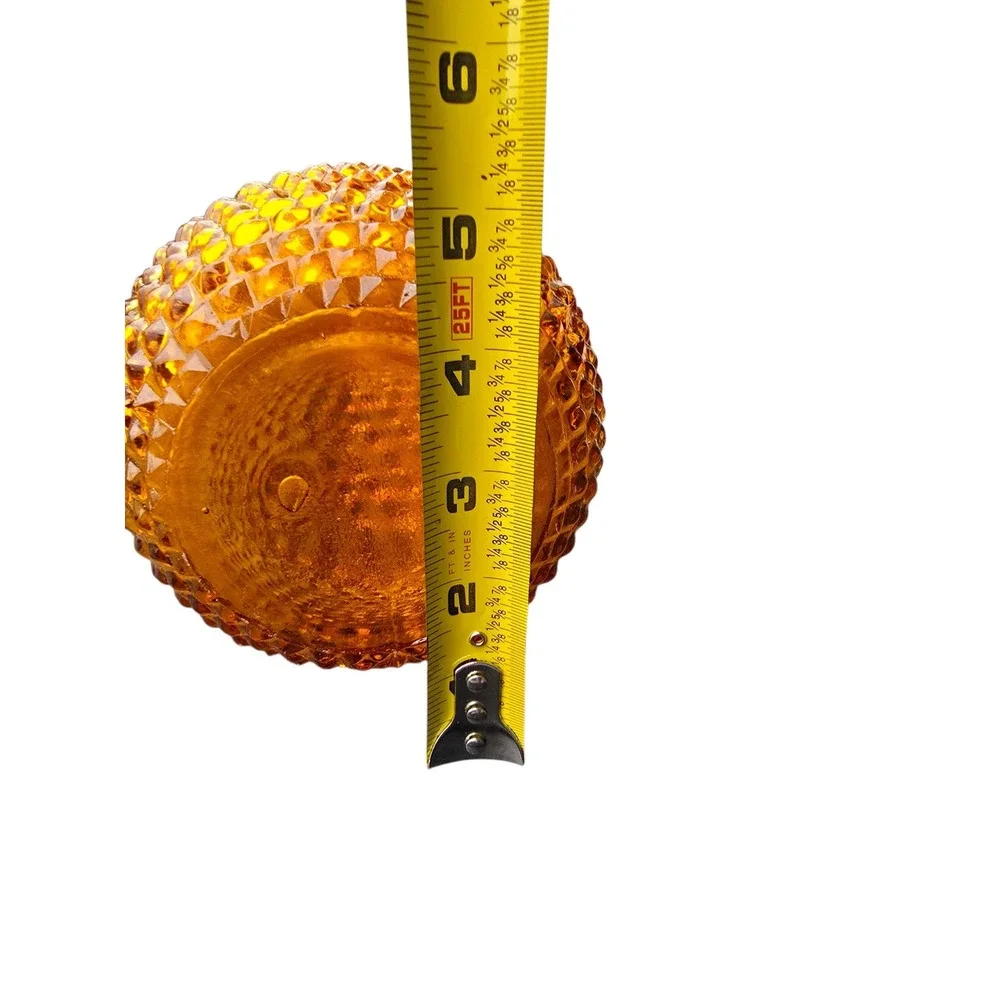 Amber Glass Genie Bottle Vase Diamond Point Hobnail Mid Century Modern 16in
